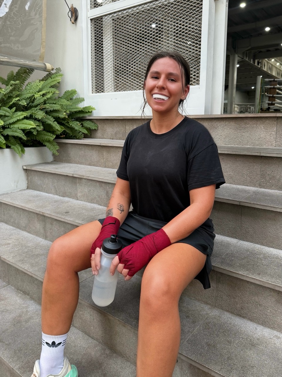 Dasha Antonova after a boxing sparring session